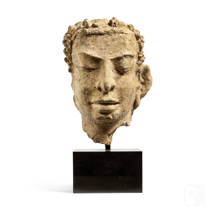 A rare stucco head of Buddha, Thailand, Mon Dvaravati, 9th century